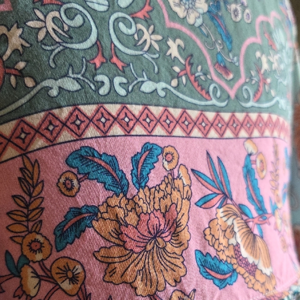 R. Vivimos Gorgeous Revolve Floral Bohemian Summer Dress in Blue and Pink - Picture 7 of 8
